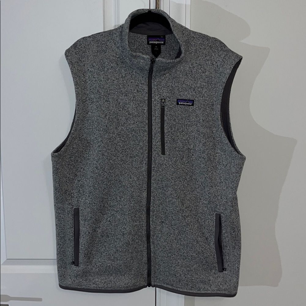 Patagonia Mens Gray 3 Pocket Fleece Mock Neck Full Zip Vest Jacket Outdoor-XL